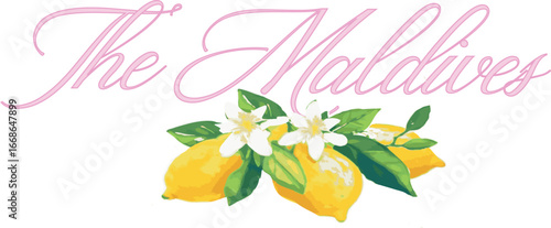 lemon Amalfi maldives Fruit juicy tropical cherry  trendy summer cute  Hawaii Vacay Mode Vacation Holiday t-shirt design Slogan Logo Graphic Vector clothing girly summer illustration vintage script