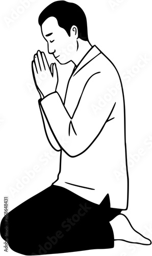 Silhouette of a Person in Prayer

