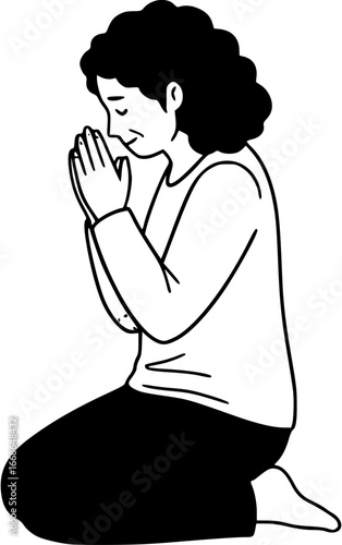 Silhouette of a Person in Prayer
