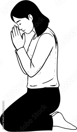 Silhouette of a Person in Prayer

