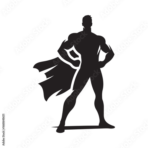 superhero pose vector silhouette clip art logo design illustration. superhero city sports icon collections.