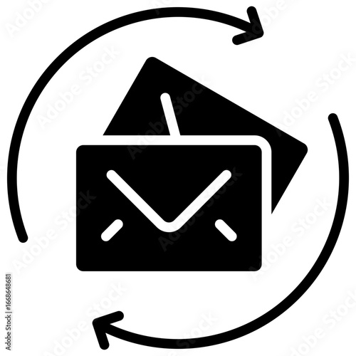 Email Marketing Glyph Black Silhouette Icon Design Vector - Automated email marketing campaigns to reach target audiences and drive engagement