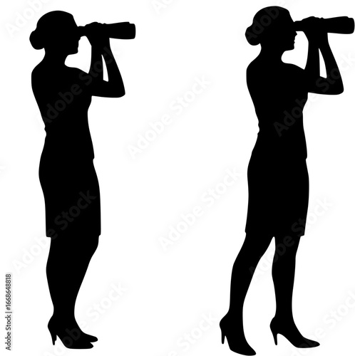 Woman with Binoculars in Silhouette

