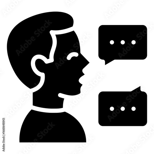 Open Talk Glyph Black Silhouette Icon Design Vector - Encouraging open and honest conversations about emotions and mental wellbeing