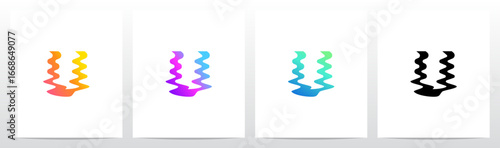 Distorted Liquid Liquify Reflection On Water Initial Letter Logo Design U