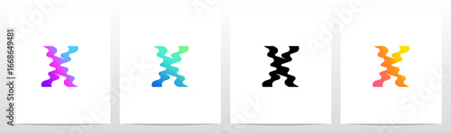 Distorted Liquid Liquify Reflection On Water Initial Letter Logo Design X