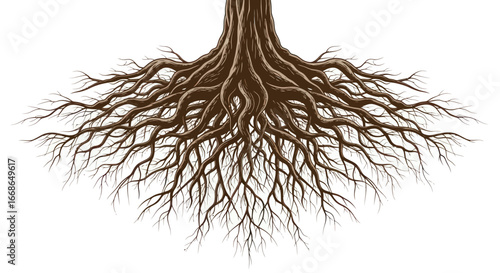 Extensive Tree Root System Detailed Image.