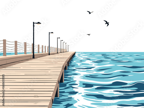 Wooden Pier by the Sea