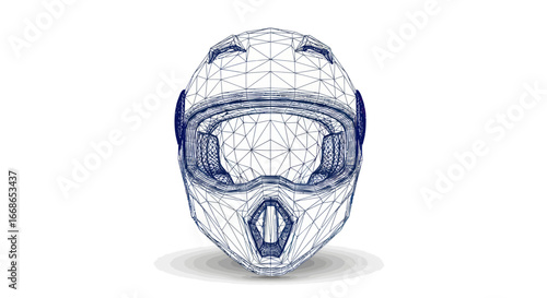 Wireframe Motorcycle Helmet Design.