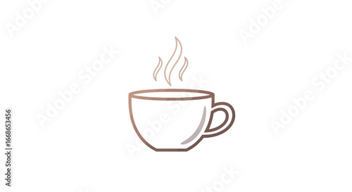 Stylish line art illustration of a steaming hot cup, evoking comfort and warmth. This minimalist graphic symbol for coffee or tea is perfect for modern design needs