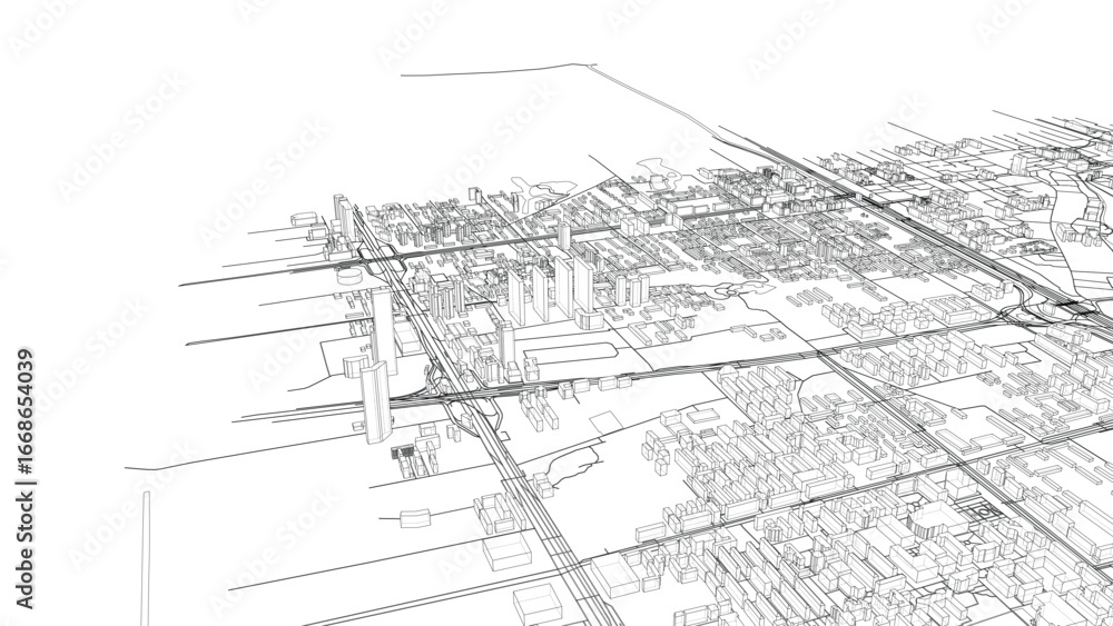 Obraz premium Intricate Cityscape Wireframe