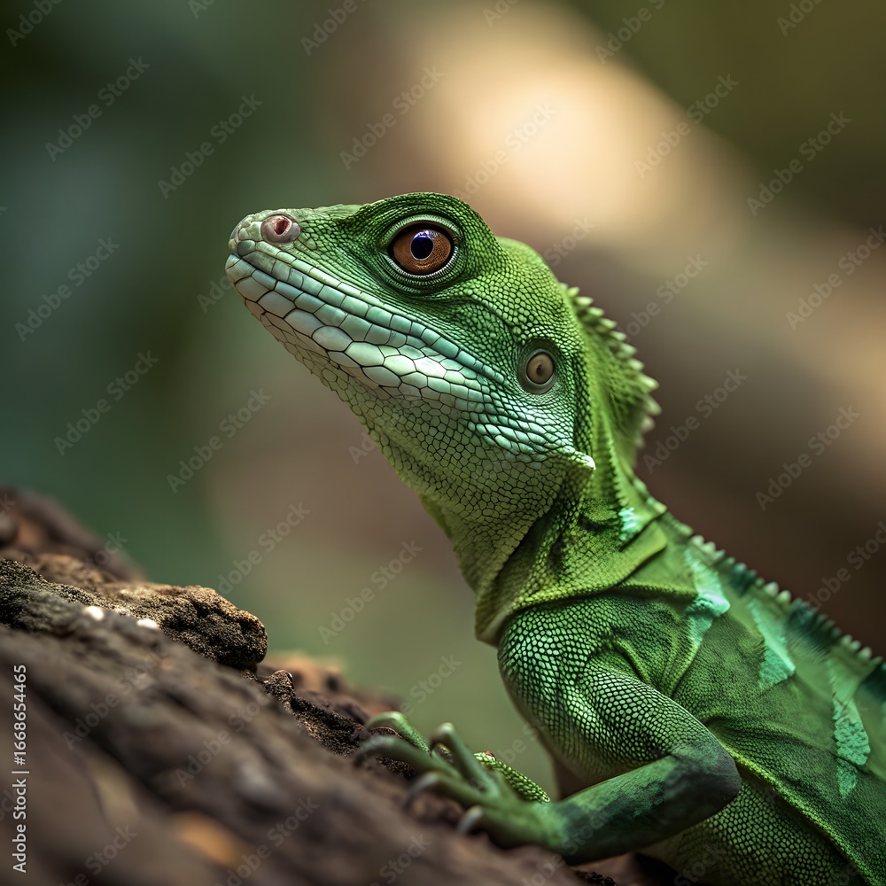 Obraz premium Small Green Iguana Closeup