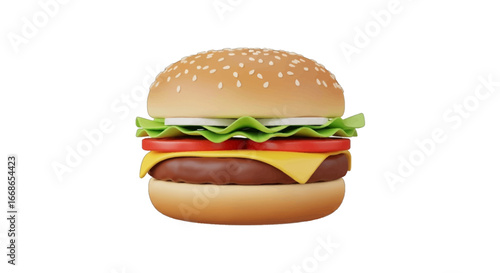 Juicy Cheeseburger 3D Render of a Delicious Fast Food Classic