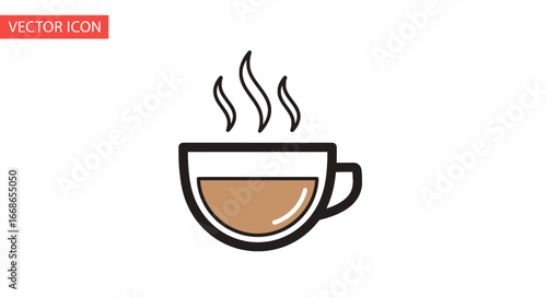 Hot Coffee Cup Icon Simple, Clean Vector Illustration for Cafe, Restaurant, and Beverage Menus