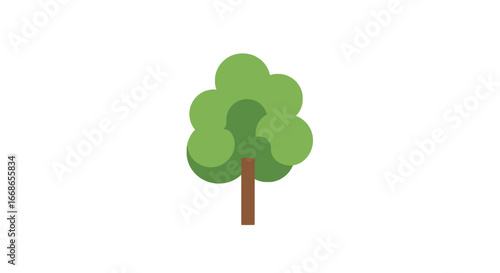 A simple, stylized illustration of a green tree with a brown trunk on a white background, representing nature and growth