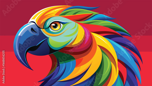 Brightly colored parrot stock vector illustration showcasing detailed plumage and a lively pose..eps