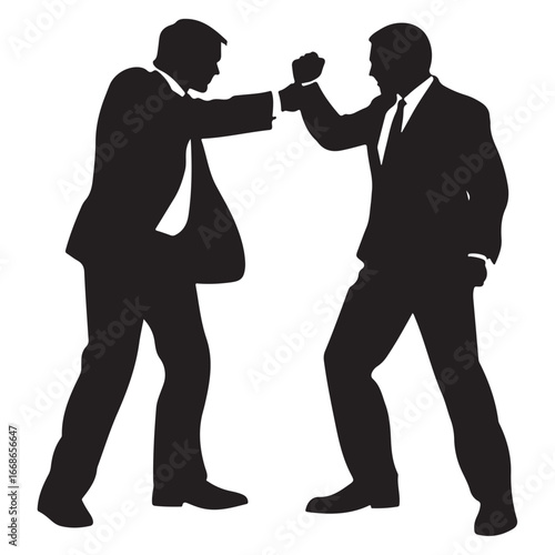 Black silhouette of an athlete boxer on a white background