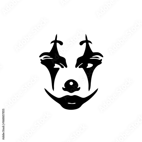 Expressive clown face art captures playful emotion and theatrical performance with bold lines