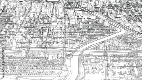 Intricate Cityscape Line Drawing