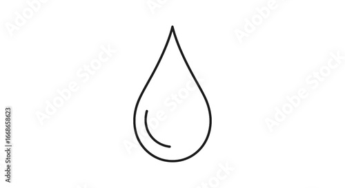 Simple Line Art Illustration of a Water Droplet for Design and Environmental Awareness