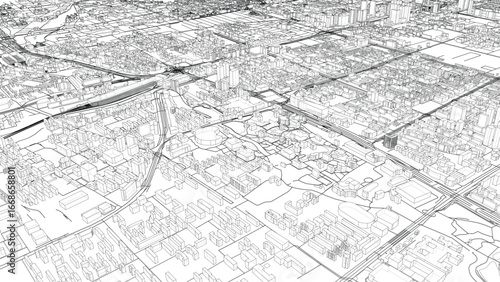 Intricate Urban Wireframe Map