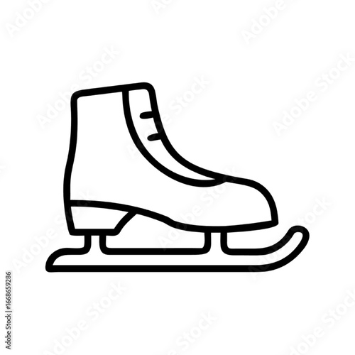 Simple Line Art Icon of a Figure Skates for Ice Skating Sports and Winter Activities