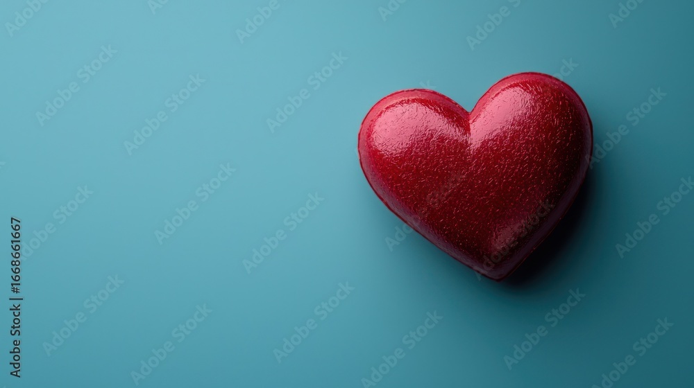 A red heart on a blue background. The concept of love and emotions. A red heart on a blue background. The concept of love and emotions.