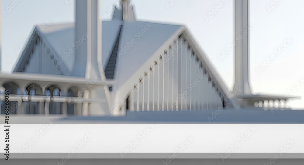 Fototapeta premium Modern mosque architecture shines under bright sky, serene ambiance