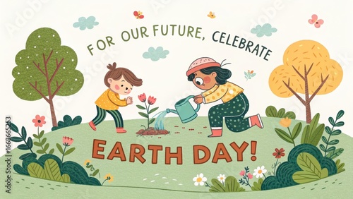 Celebrate Earth Day with Kids Planting Flowers for a Greener Future