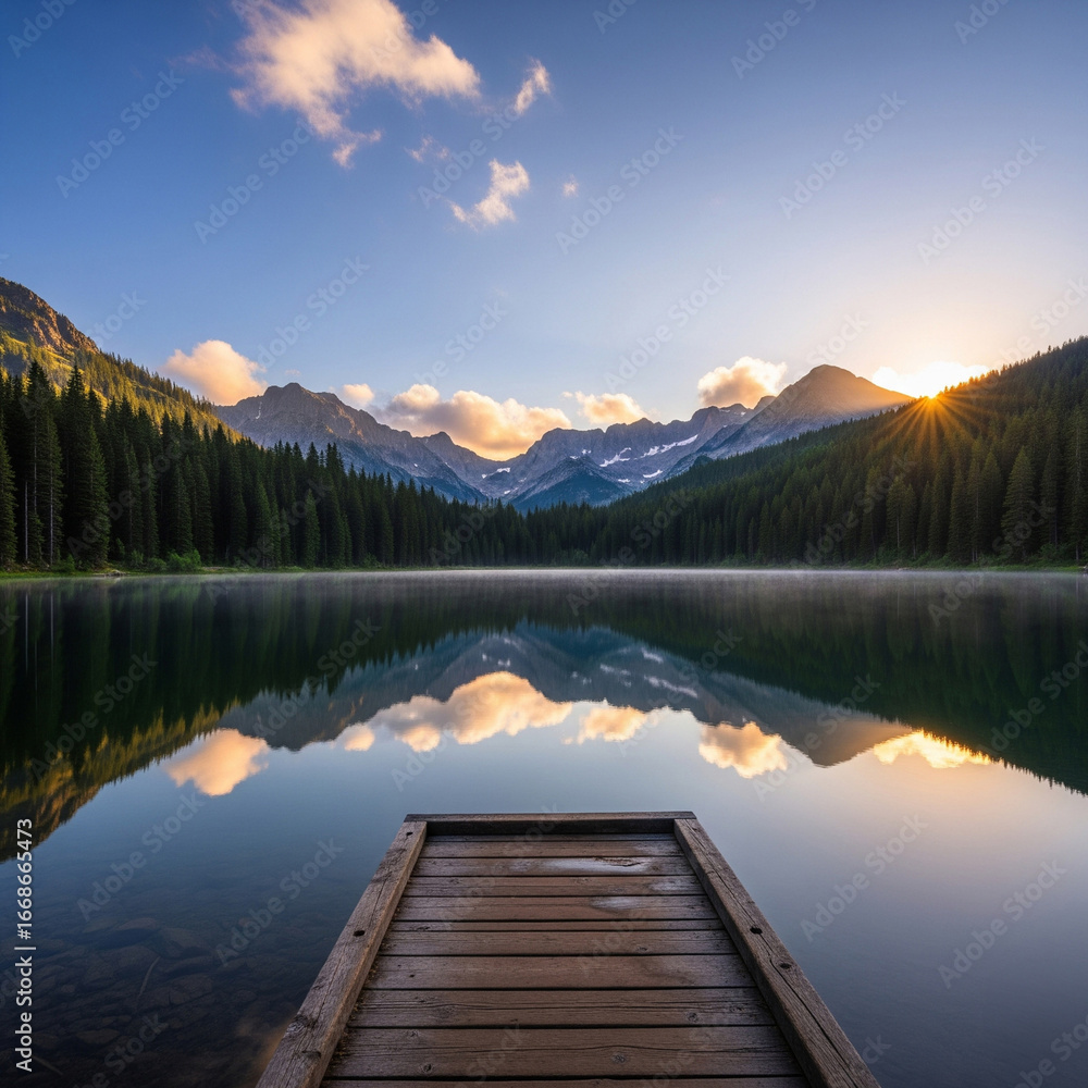 Obraz premium Alpine Lake Reflection
