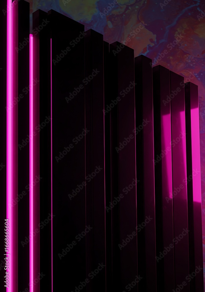 Fototapeta premium Modern Abstract Pink Neon Light Installation.