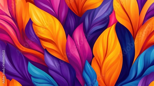 Wallpaper Mural Vibrant Painted Leaves Torontodigital.ca