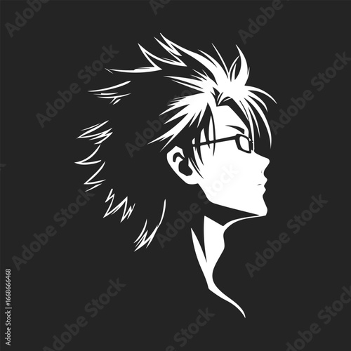 Anime Drawing Simple Single Retro Graphic Concept, Anime Vector Logotype Vintage Design Illustration Art