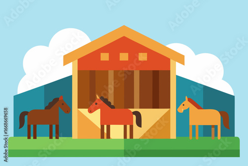 horses in the farm