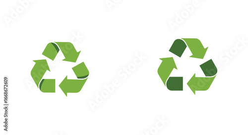 Green recycling symbols on a white background for environmental conservation