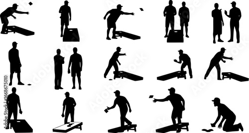 Cornhole players silhouette, Cornhole players svg, Cornhole svg, Cornhole player silhouettes, Cornhole sport silhouettes.