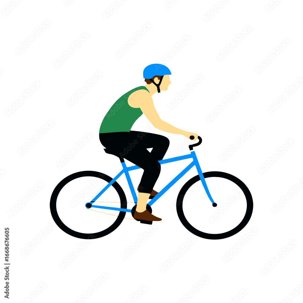 Naklejka premium Active man riding bicycle outdoors enjoying healthy lifestyle outdoor cycling sport and recreation activity white background