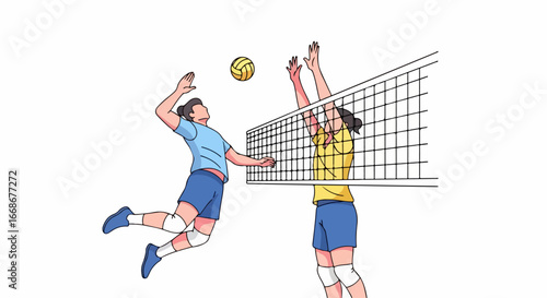 Volleyball Players in Action.