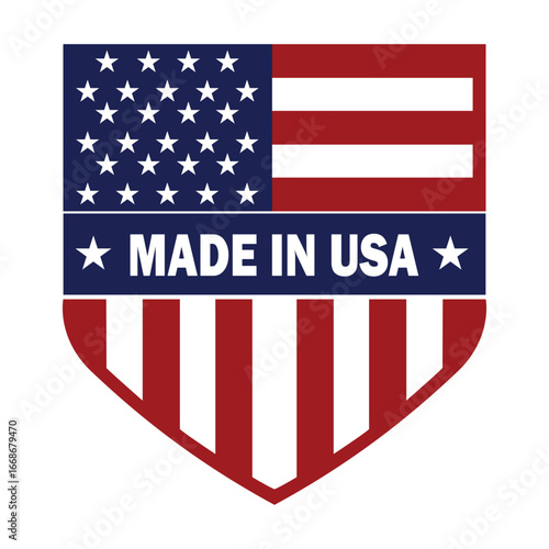 Free Download Made in USA patriotic shield, American flag design illustration, vector artwork, national pride and independence concept, patriotic symbol - GFXLoad