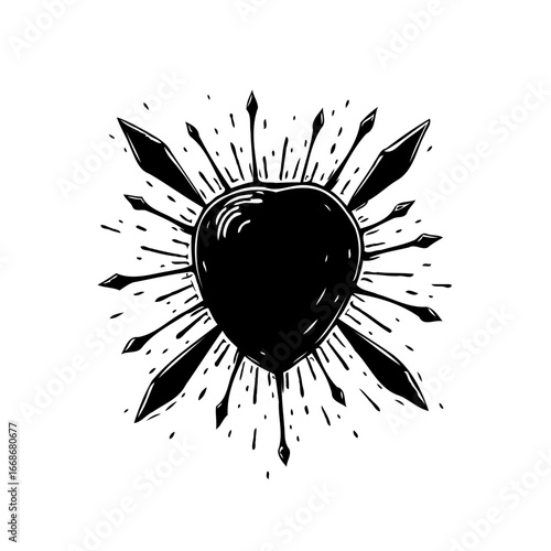 A captivating heart encircled by striking arrows symbolizes affection pierced with challenges and
