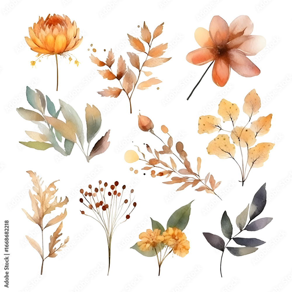 Obraz premium watercolor fall flowers