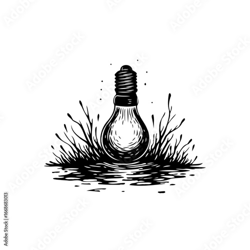 Concept illumination innovation creativity inspiration emergence bulb and organic growth ideas