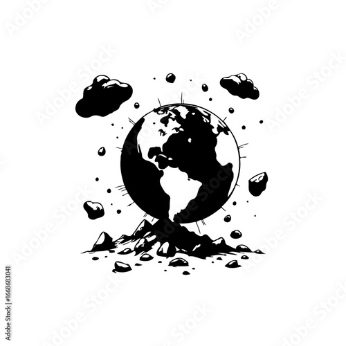 Conceptual earth depiction amidst environmental challenges a symbol of ecological fragility and