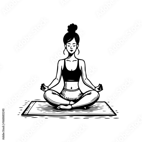 Contemplative silhouette of a woman in lotus position cultivating tranquility and mindfulness