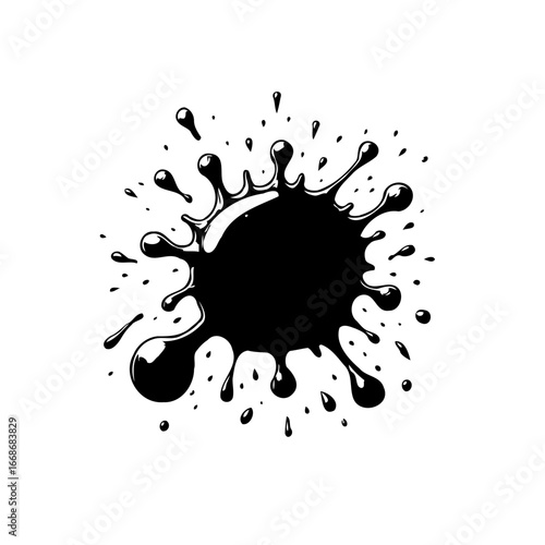 Dramatic black ink splatter design element provides creative and artistic possibilities for