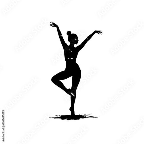 Elegant dancer silhouette expressing artistry and grace with dynamic pose and fluid gestures