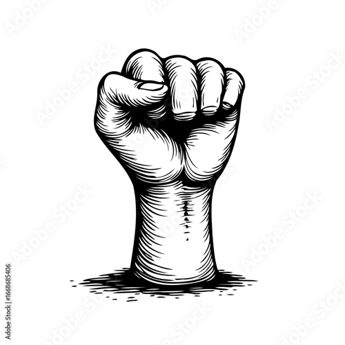 Empowered fist gesture illustration conveying unity strength solidary resistance and social