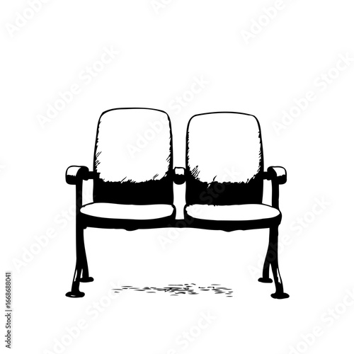 Illustrative rendition of vintage theatre seating showcasing timeless design and architectural