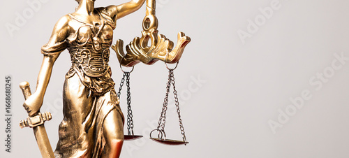 Obraz na plátně Detailed plan of the torso of a statue of the goddess of justice holding scales