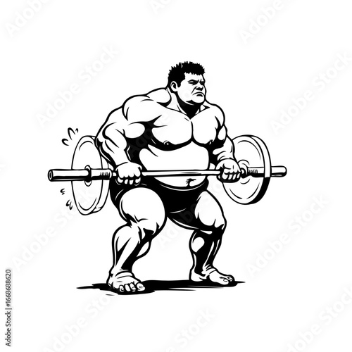 Intense weightlifter lifting heavy barbell symbolizing brute strength and dedication to fitness